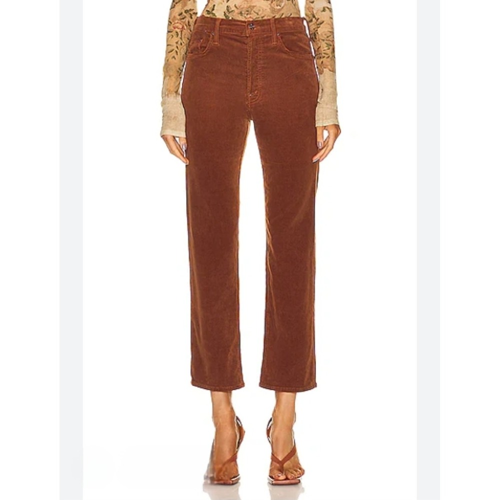 Mother Tomcat Ankle Corduroy Pants Hopscotch Brown High Rise Straight Leg 31 267